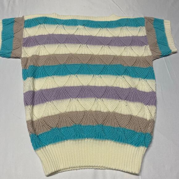 Kenneth Too! by American Vintage USA Sweater Crotchet Open Knit Vintage Size L - Picture 2 of 7